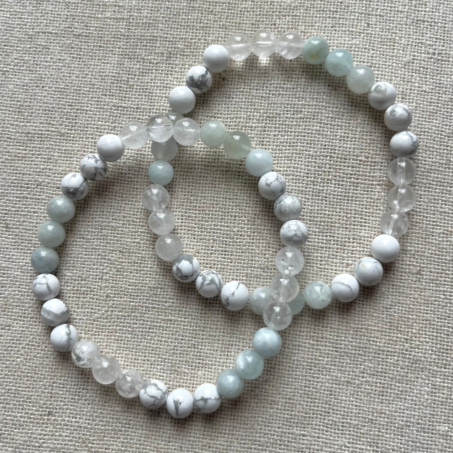Calm Your Mind Bracelet - Aquamarine, Howlite, Clear Quartz & Silver Hematite
