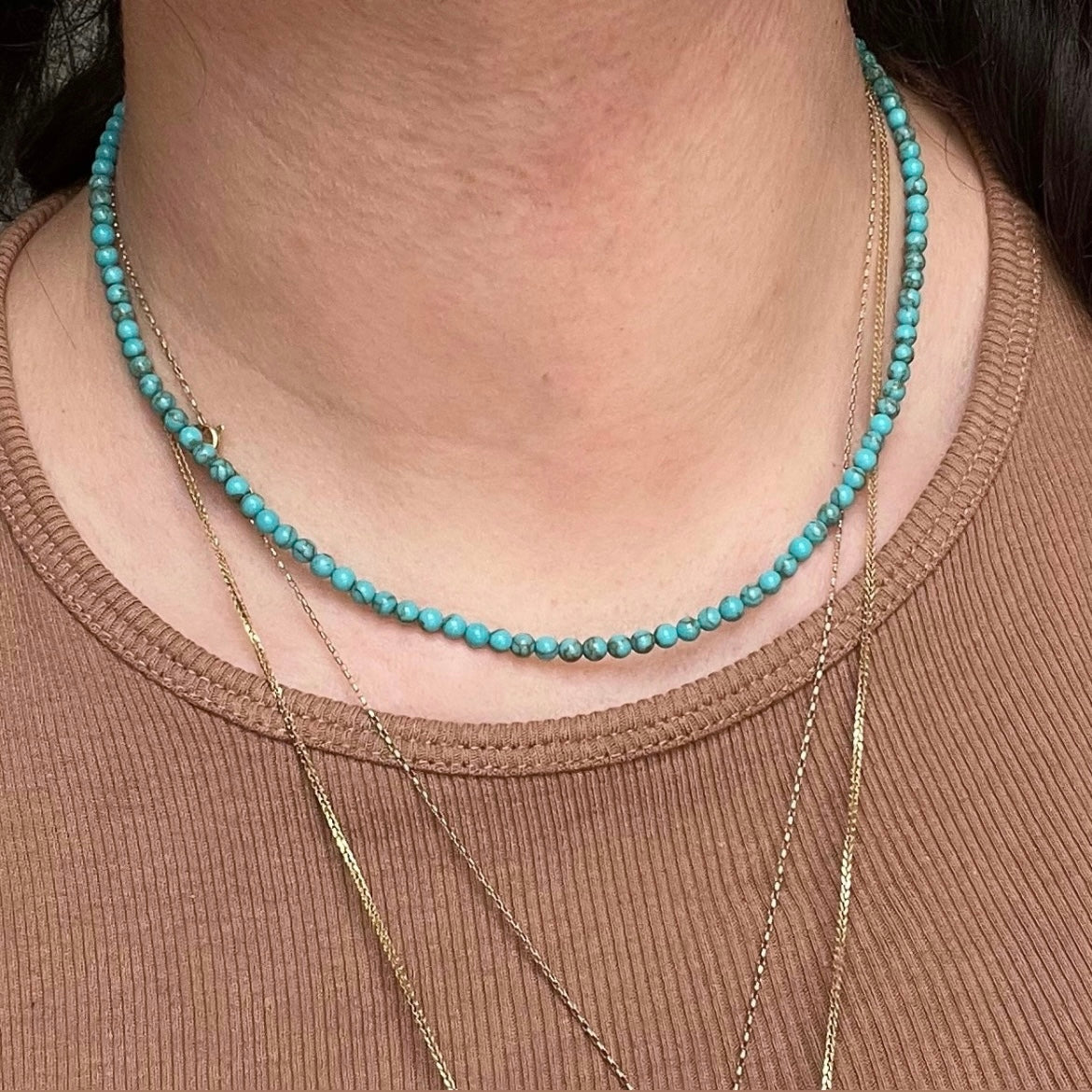 Turquoise 3mm Beaded Necklace - Wisdom