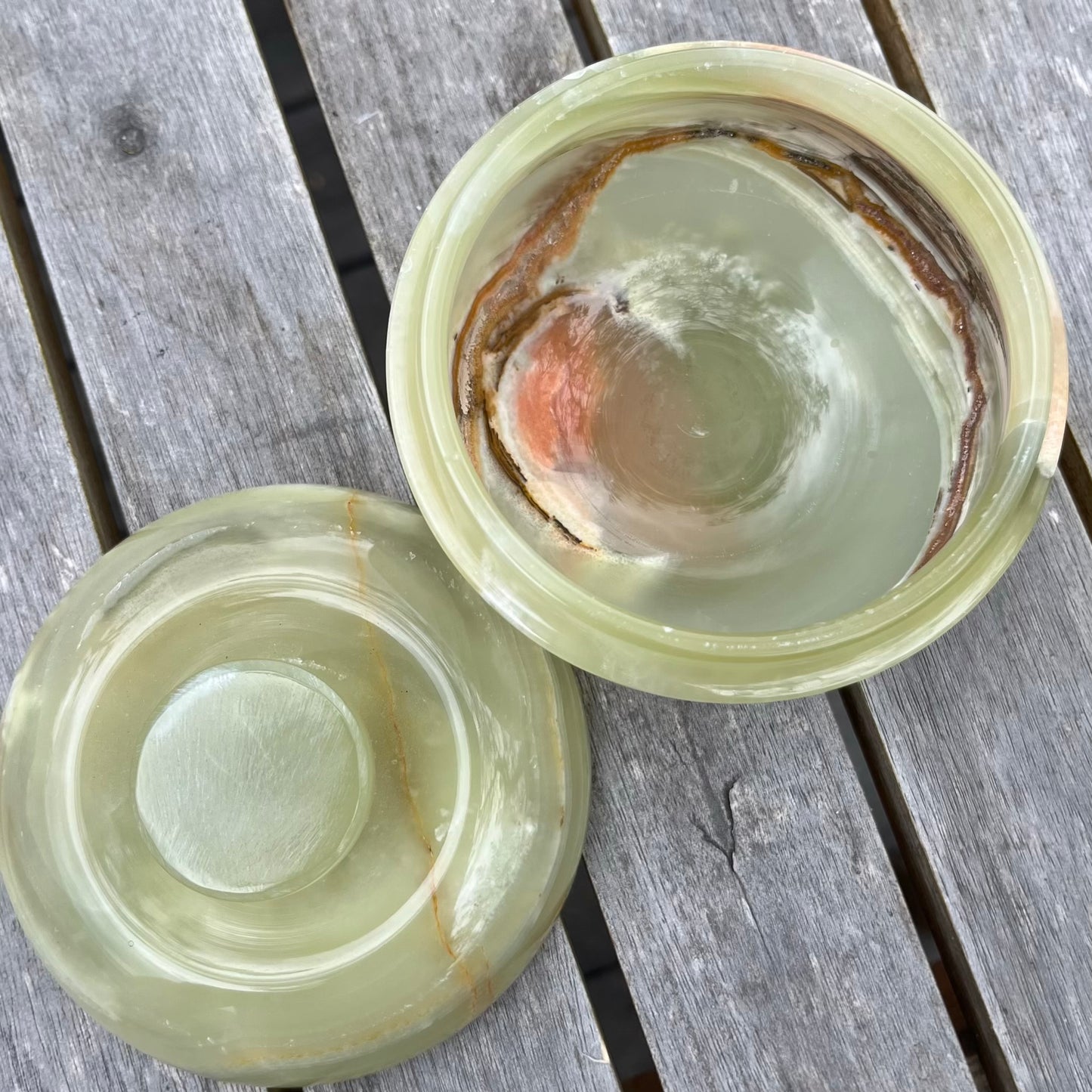 Green Onyx Trinket Bowl With Lid - Heart Chakra, Confidence