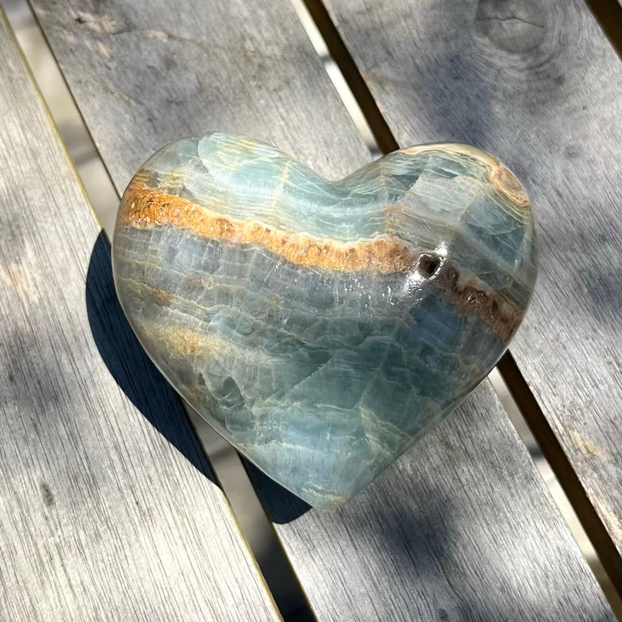 Blue Onyx Large Heart Crystal - Calm, Peace, Grounding