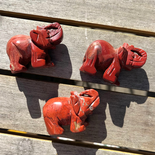 Red Jasper Small Elephant Crystal - Strength, Protection, Stability
