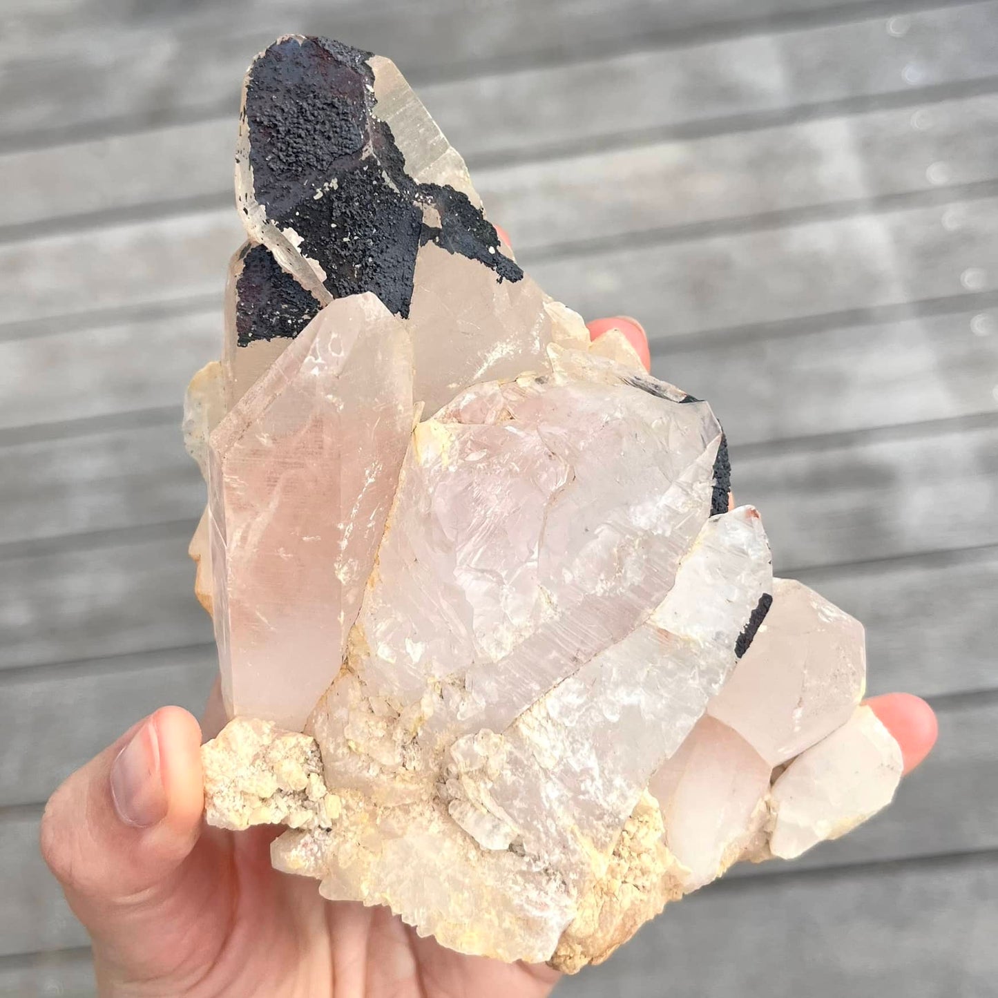 Clear Quartz Cluster Crystal - Dark Inclusion