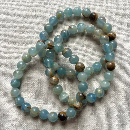 Lemurian Calcite 8mm Beaded Bracelet - Clarity