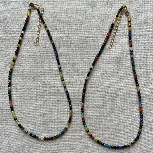 Coloured Agate 3mm Beaded Necklace - Stability