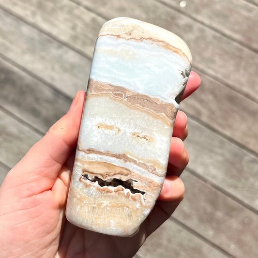 Caribbean Calcite Freeform Crystal - Soothing, Expansive, Calming