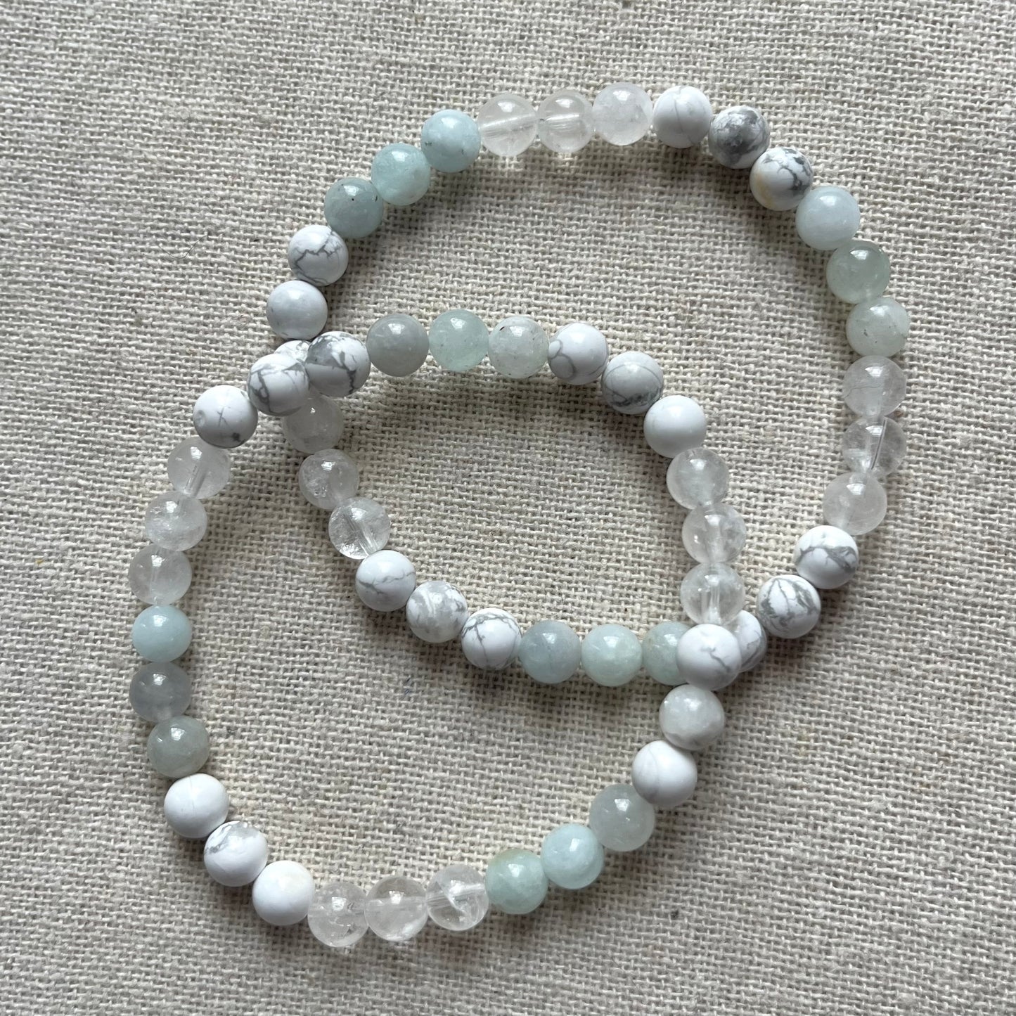 Calm Your Mind Bracelet - Aquamarine, Howlite, Clear Quartz & Silver Hematite