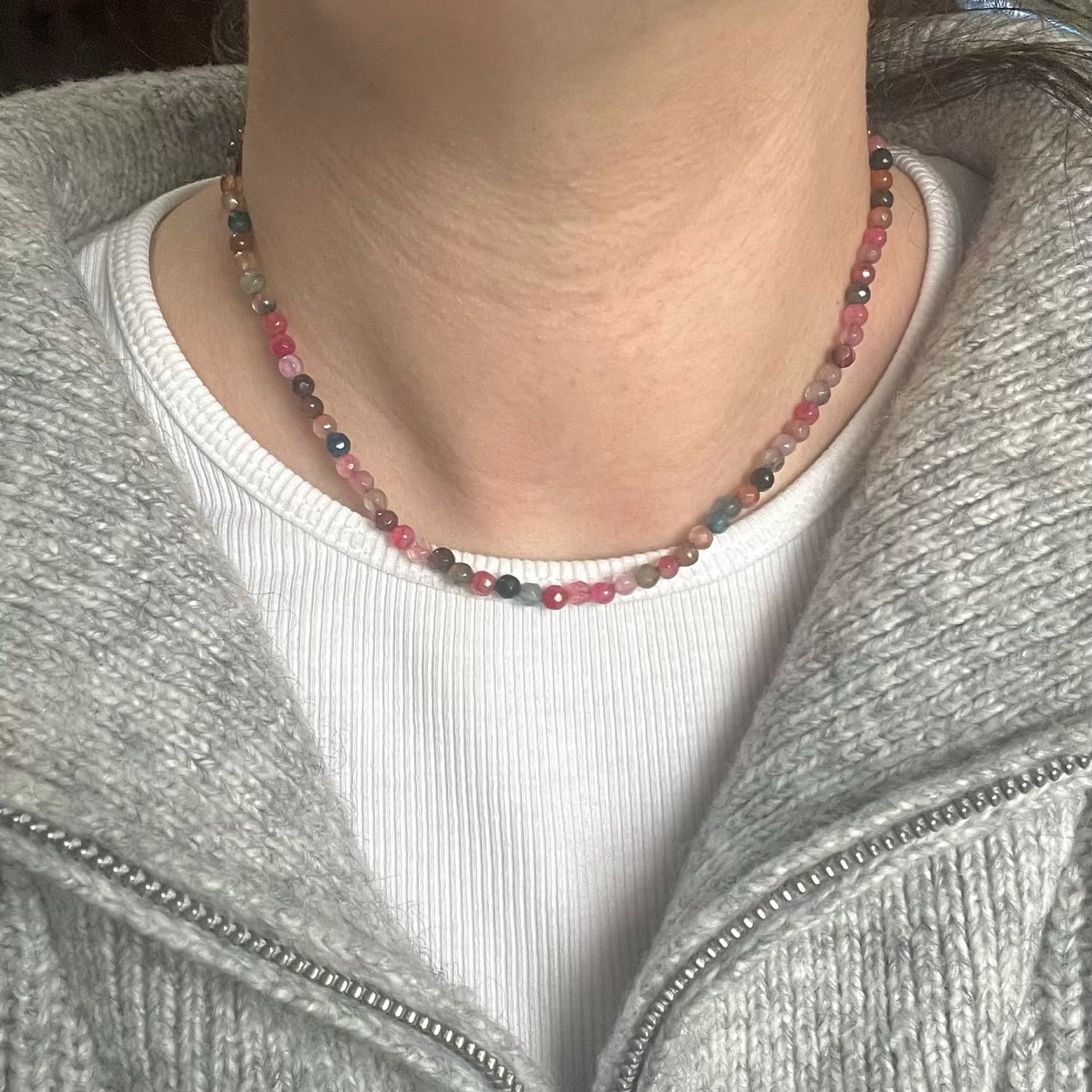 Coloured Agate 4mm Facet Beaded Necklace - Stability