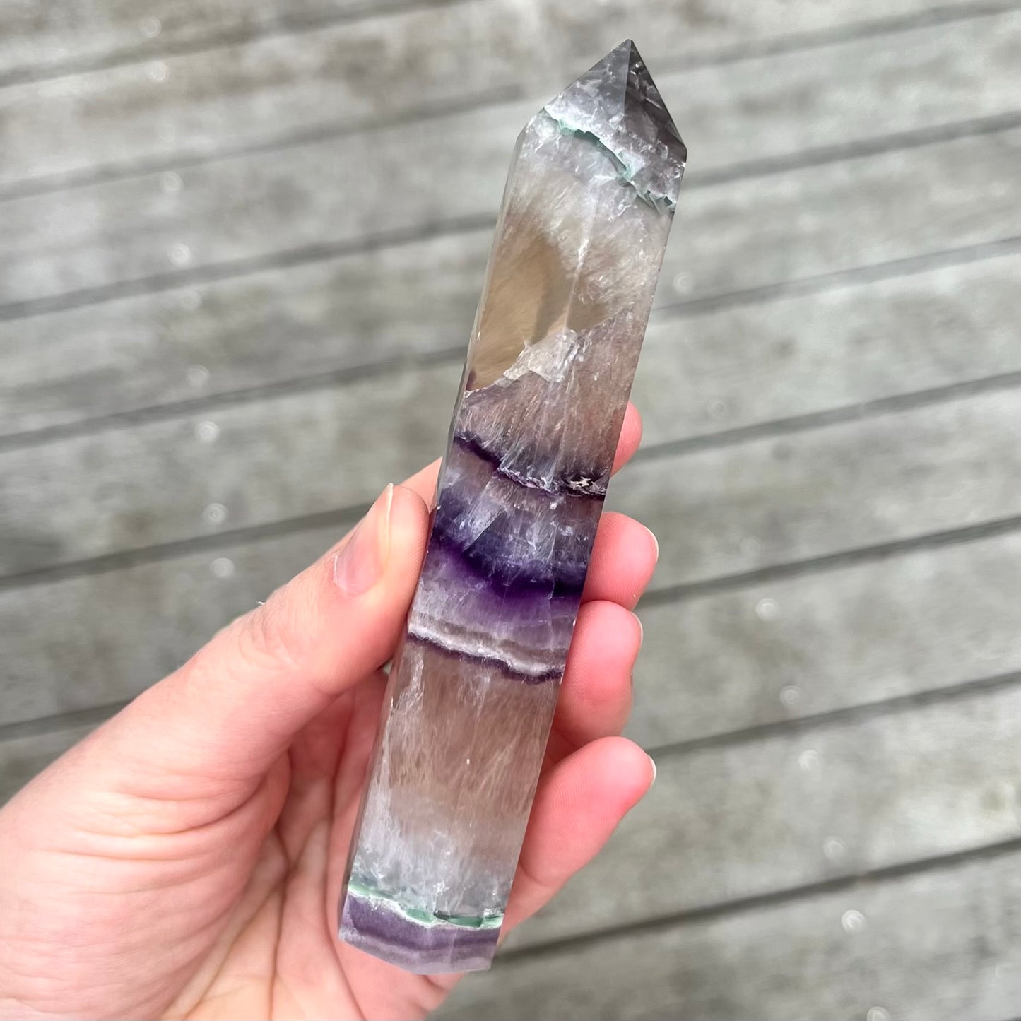 Feather Fluorite Tower Crystal - Vibrant, Clarifying, Uplifting