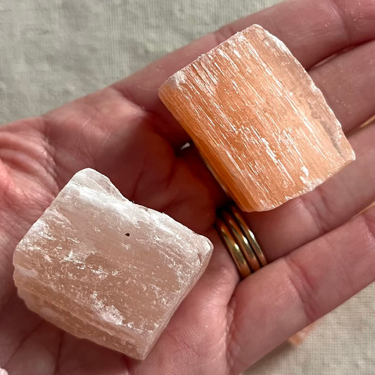 Peach Selenite Small Raw Crystal - High Vibe, Protection, Spiritual Connection