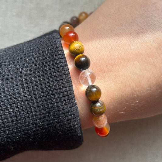 Joy & Positivity Bracelet - Carnelian, Tiger Eye, Auralite & Clear Quartz