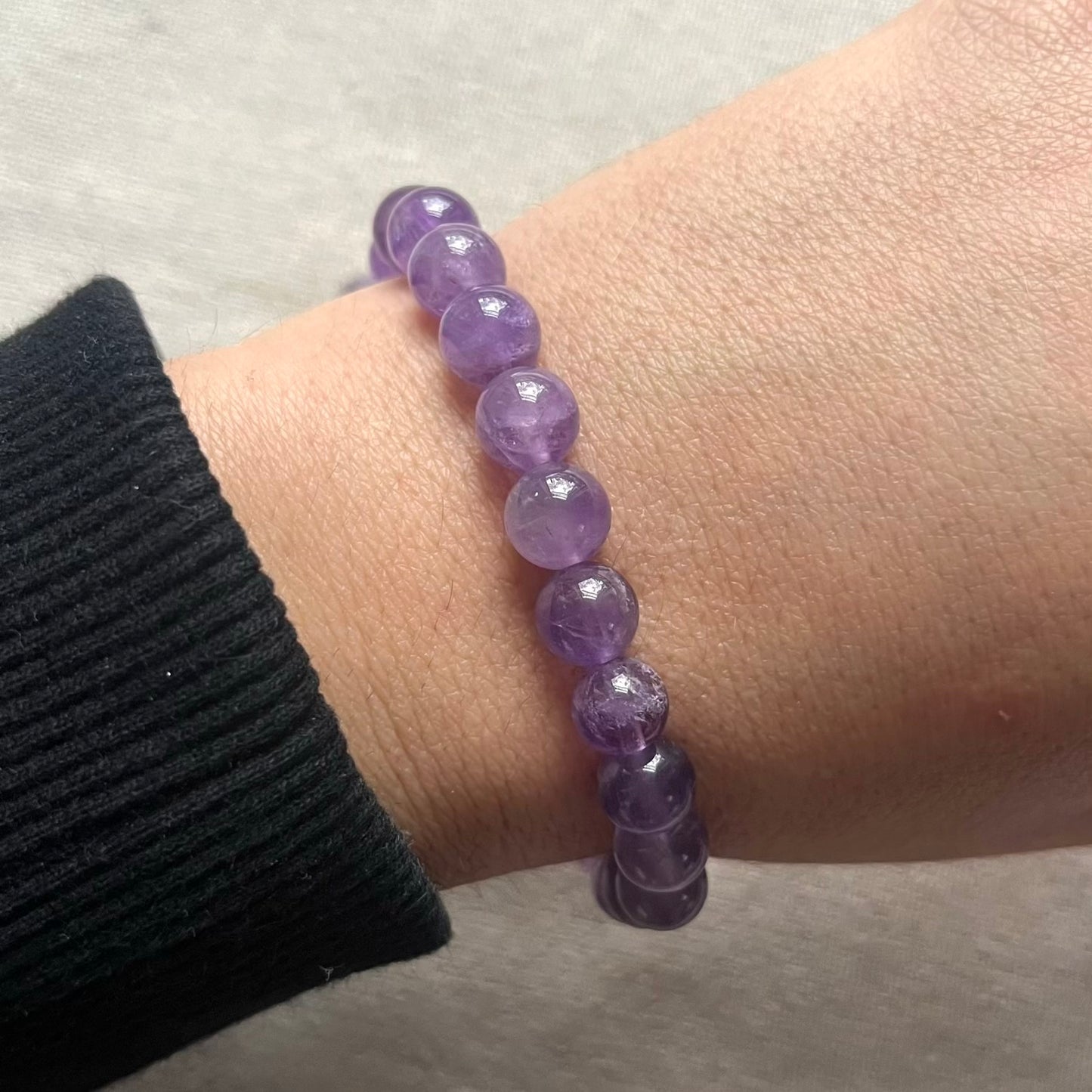 Amethyst 8mm Beaded Bracelet - Spiritual Protection