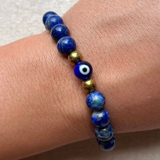 Guardian Evil Eye Bracelet - Lapis Lazuli & Gold Hematite