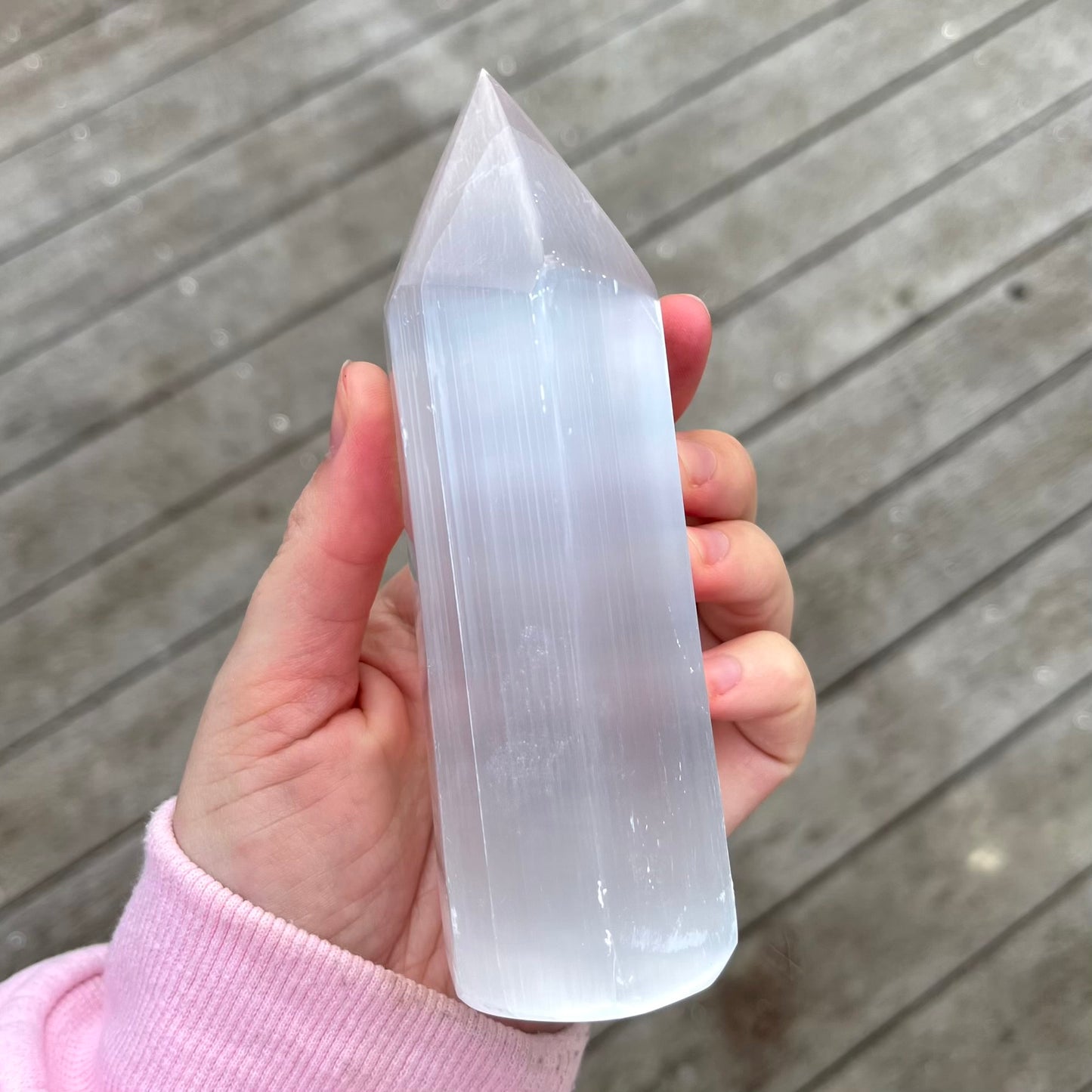 Selenite Medium Point Crystal - High Vibe, Protection, Spiritual Connection