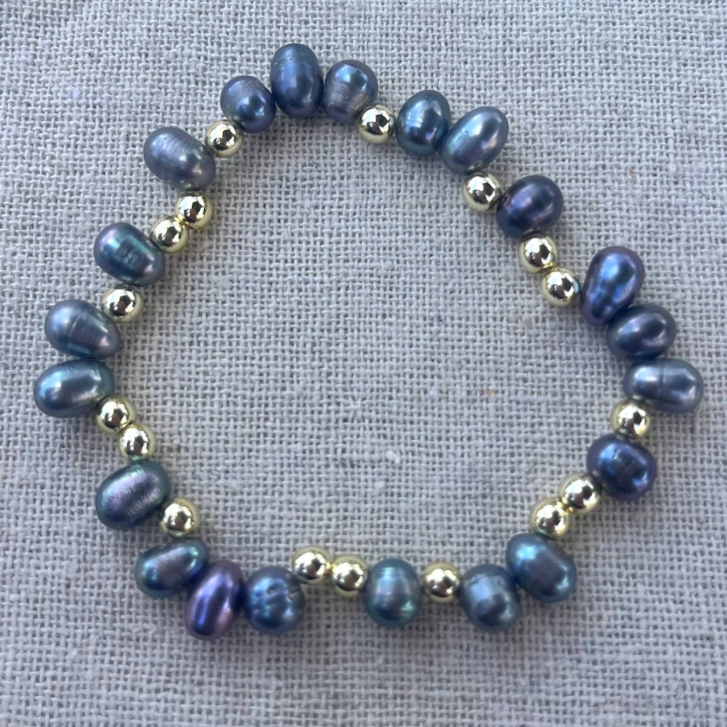 Mermaid Aura Bracelet - Freshwater Pearl & Gold Hematite