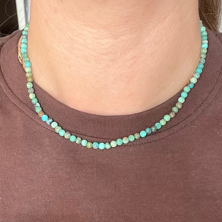 Turquoise 4mm Beaded Necklace - Wisdom