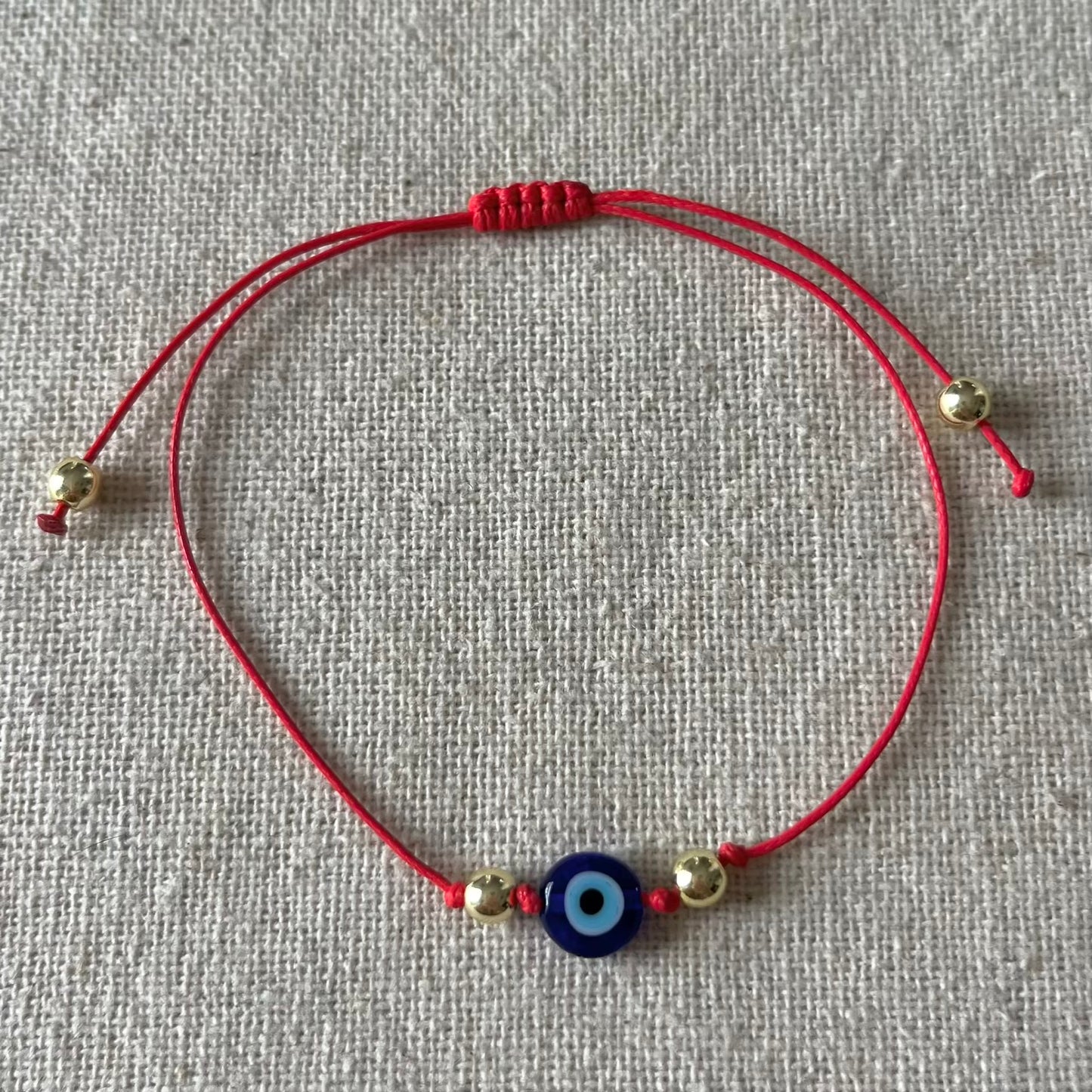 Talisman Evil Eye Red Cord Bracelet - Hematite