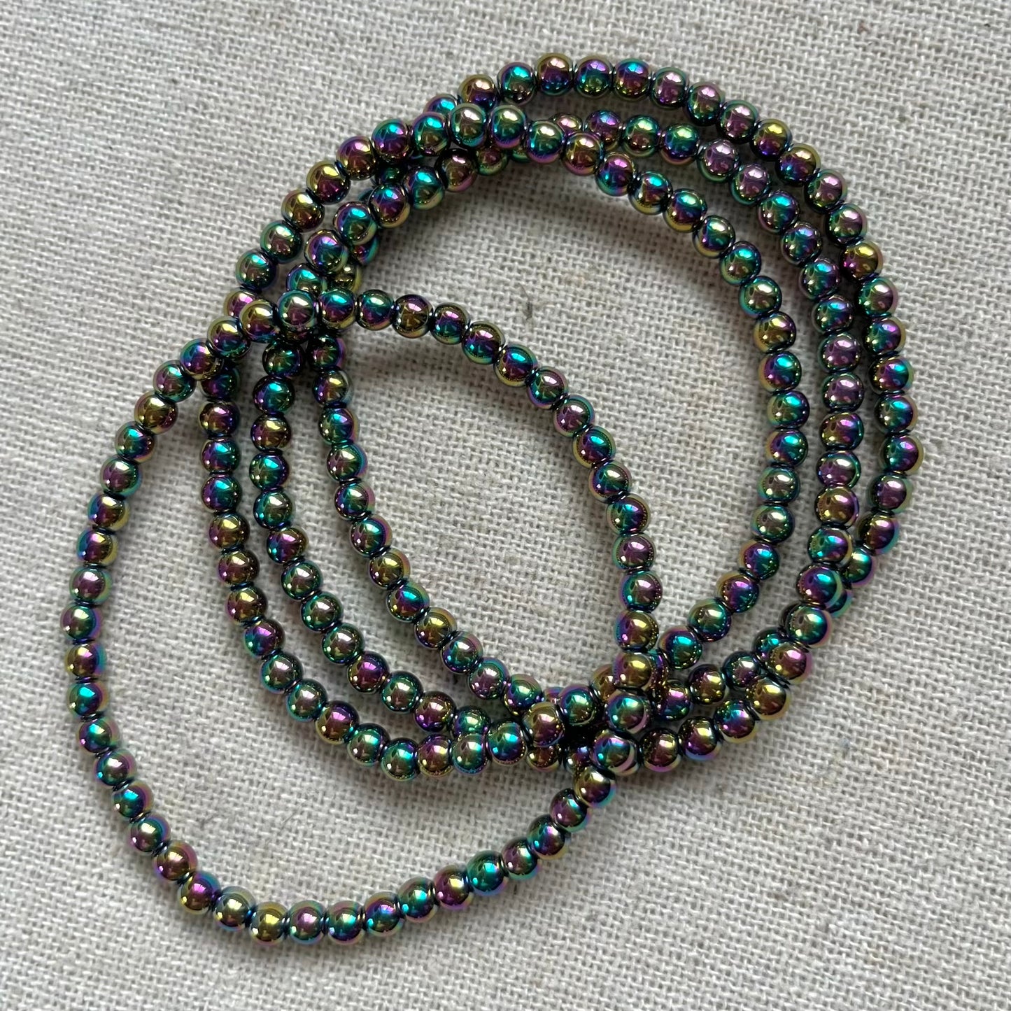Rainbow Hematite 4mm Beaded Bracelet - Grounding