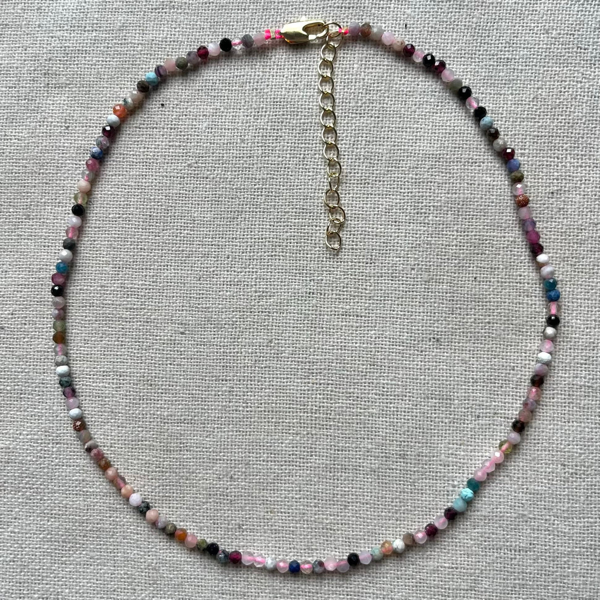 Crystal mix 3mm facet beaded necklace featuring multiple stones — Lithos Crystals