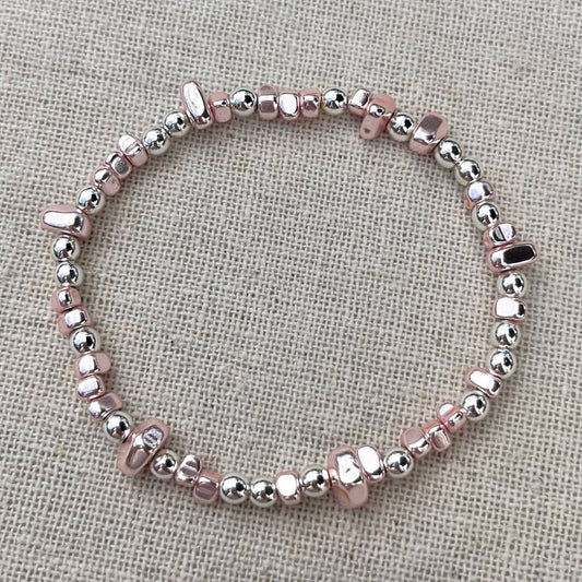 Pretty Protection Bracelet - Pink & Silver Hematite