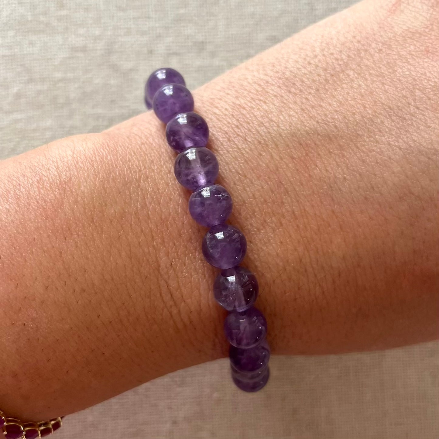Amethyst 8mm Beaded Bracelet - Spiritual Protection