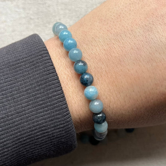 Blue Trolleite 6mm Beaded Bracelet - Inner Wisdom