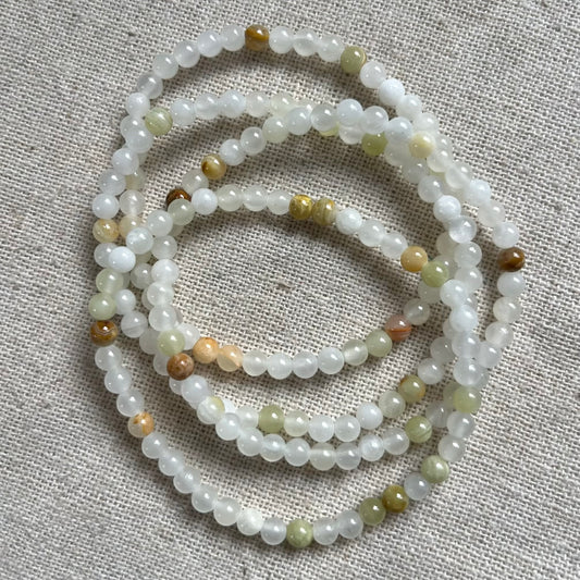 Green Jade 4mm Beaded Bracelet - Luck