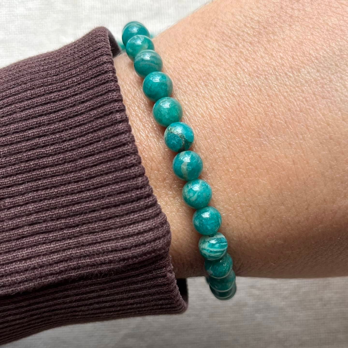 Russian Amazonite 6mm Beaded Bracelet - Peace