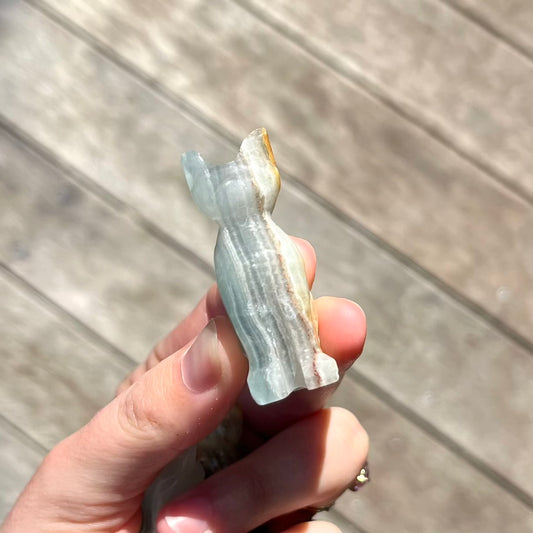 Blue Onyx Mini Cat Crystal - Calm, Peace, Grounding