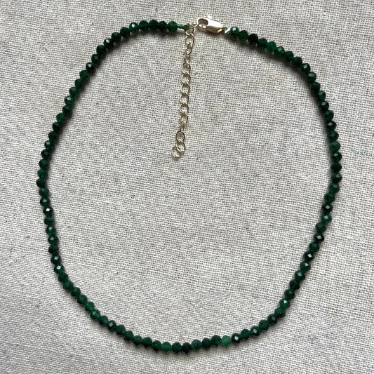 Green Jade 4mm Facet Beaded Necklace - Luck