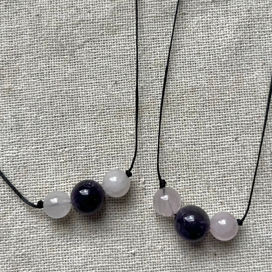 Goddess Of Love Necklace - Amethyst & Rose Quartz