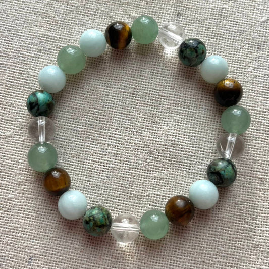 Harmony Bracelet - Amazonite, Green Aventurine, Tiger Eye, Turquoise & Clear Quartz