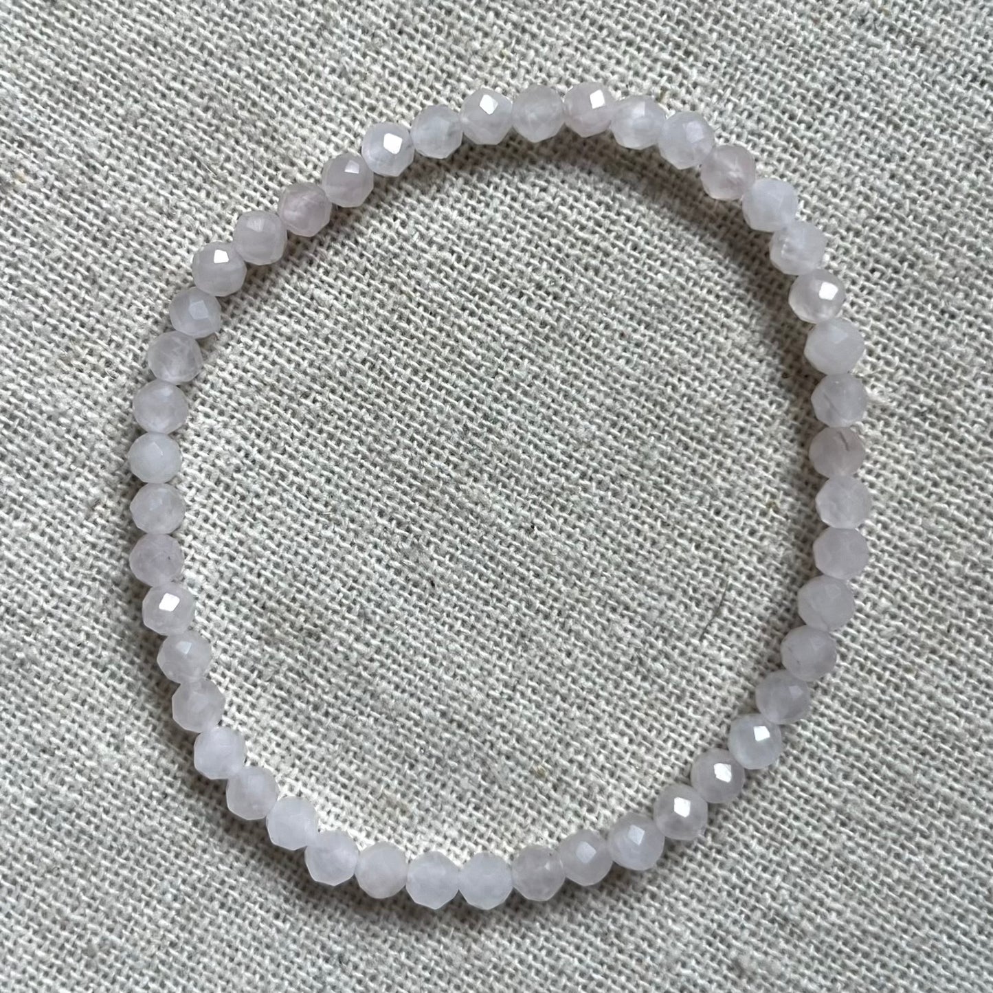 Rose Quartz 4mm Facet Beaded Bracelet - Love