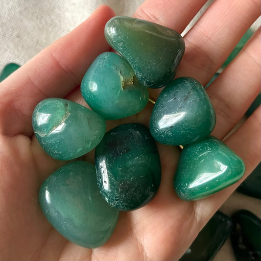 Green Agate Tumble Stone - Balance, Growth, Renewal