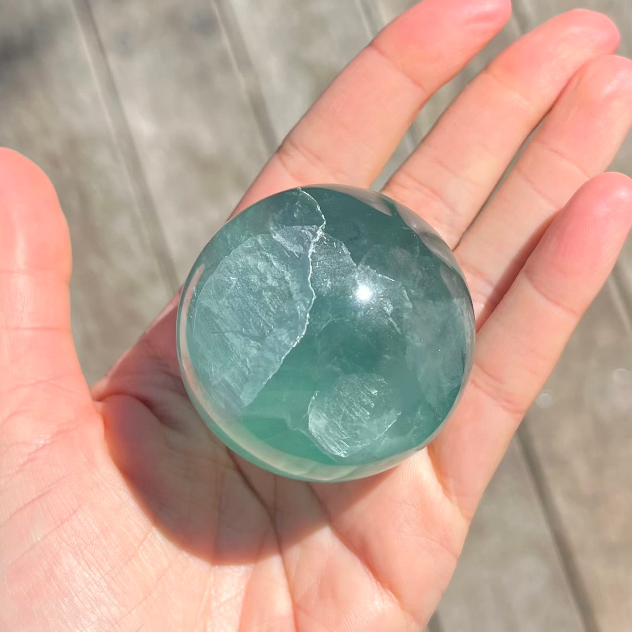 Green Fluorite Small Sphere Crystal - Calm, Cleansing, Harmony