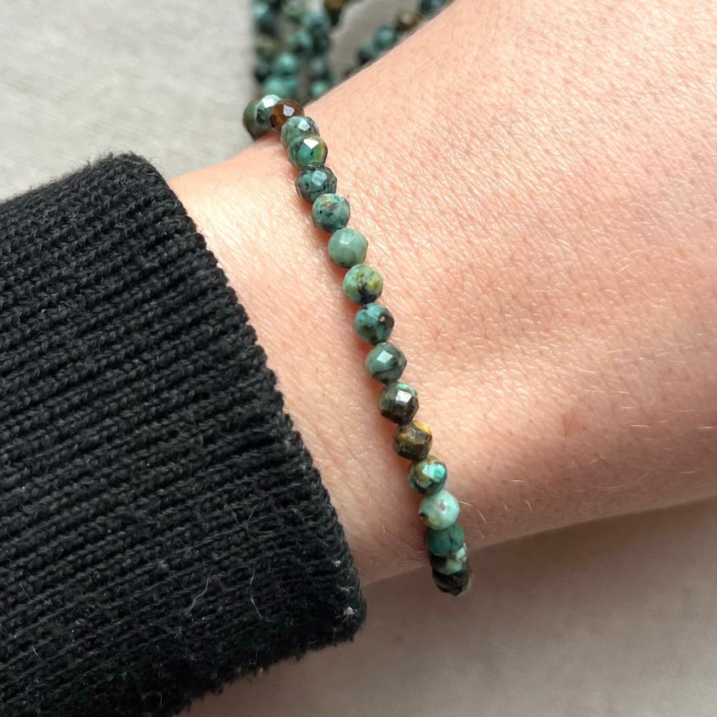 African Turquoise 4mm Facet Beaded Bracelet - Prosperity