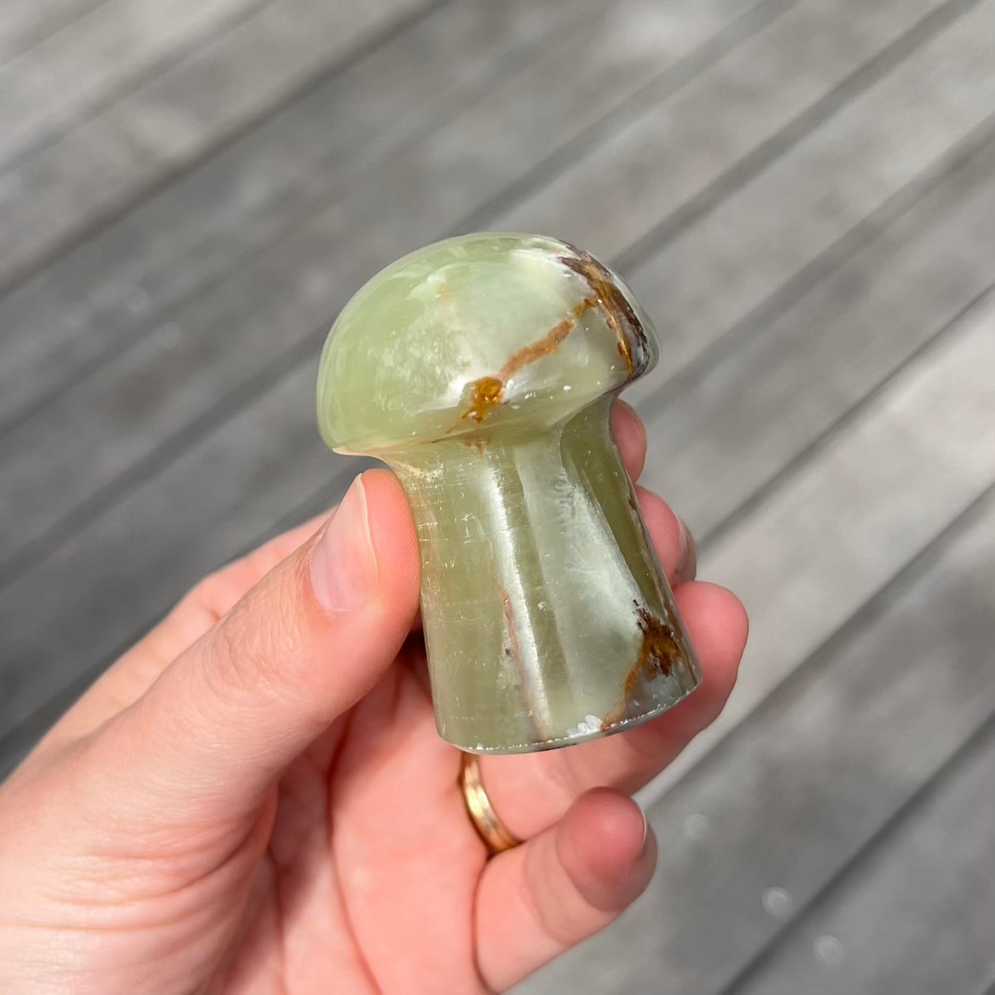 Green Onyx Small Mushroom Crystal - Heart Chakra, Confidence, Positivity