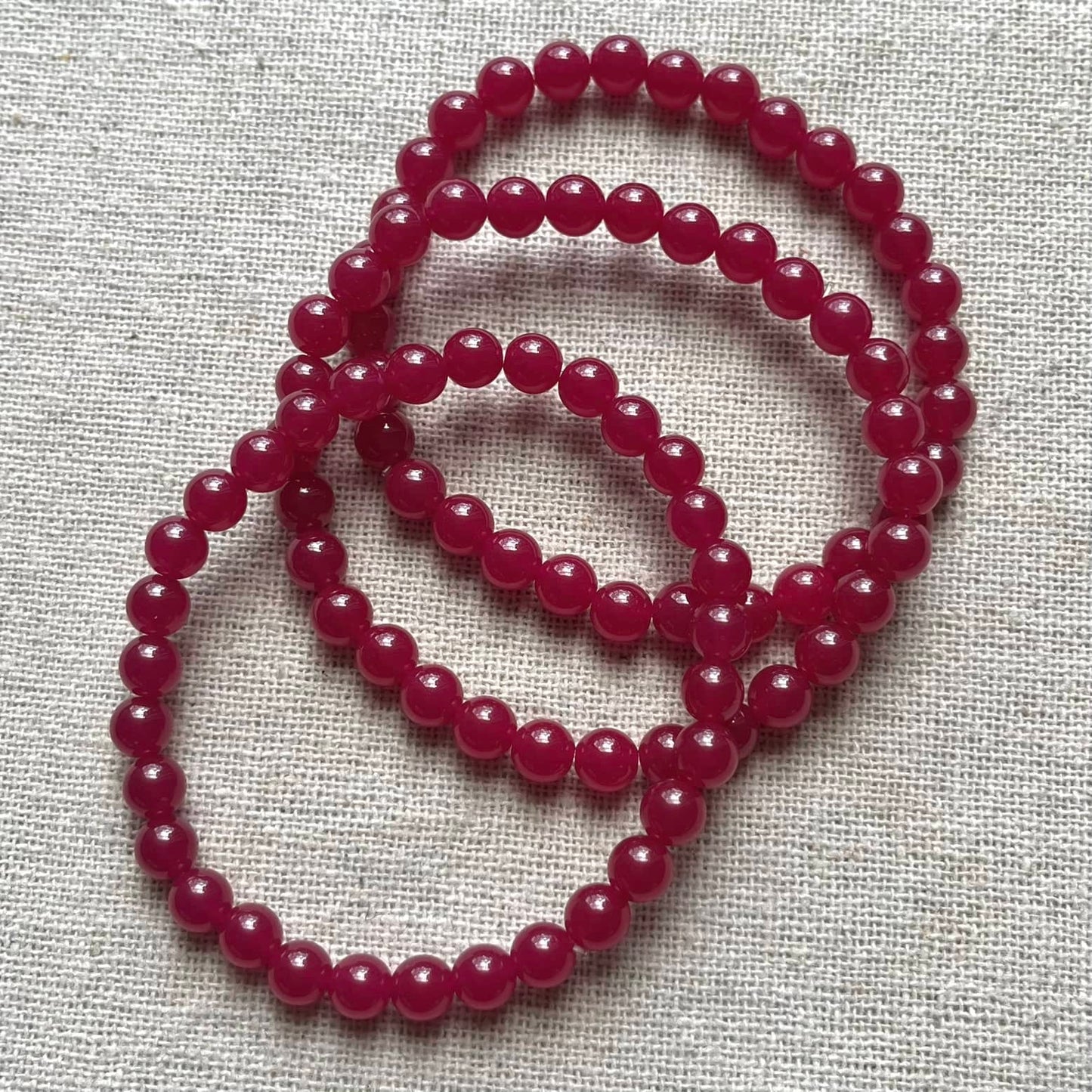 Ruby 6mm Beaded Bracelet - Empowering