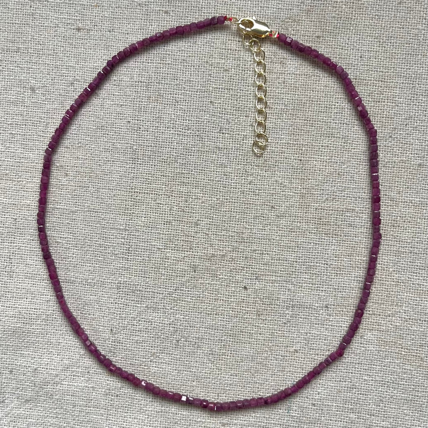 Ruby 2mm Facet Beaded Necklace - Passion