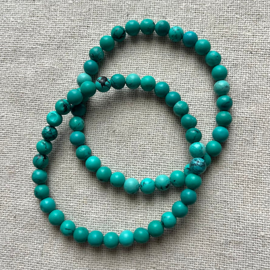 Turquoise 6mm Beaded Bracelet - Wisdom