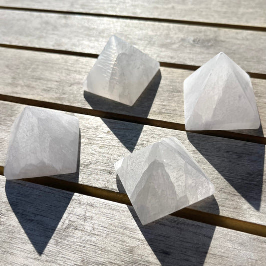 Selenite Small Pyramid Crystal - High Vibe, Protection, Spiritual Connection