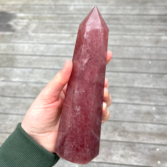 Strawberry Quartz Large Tower Crystal - Loving, Joyful, Uplifting