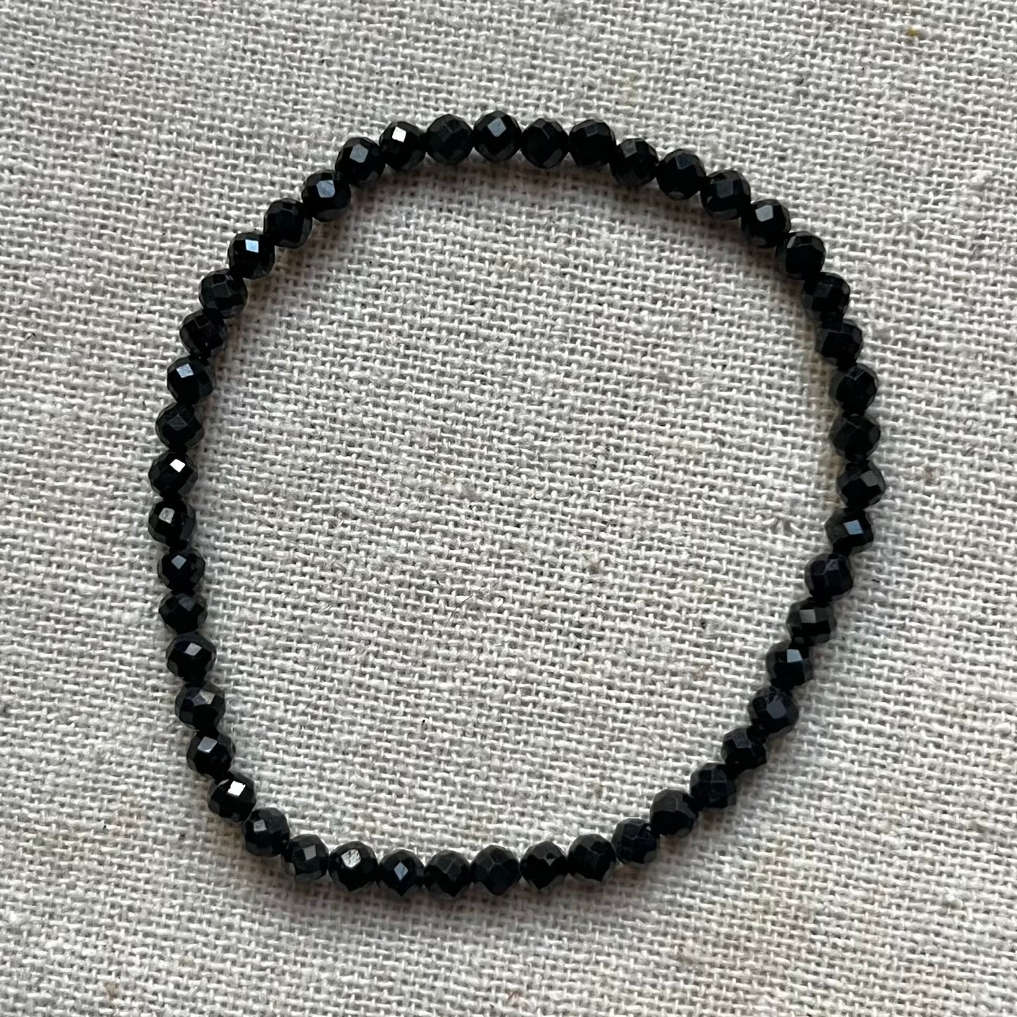 Black Tourmaline 4mm Facet Beaded Bracelet - Purification