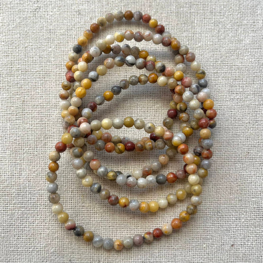 Crazy Lace Agate 4mm Beaded Bracelet - Joy