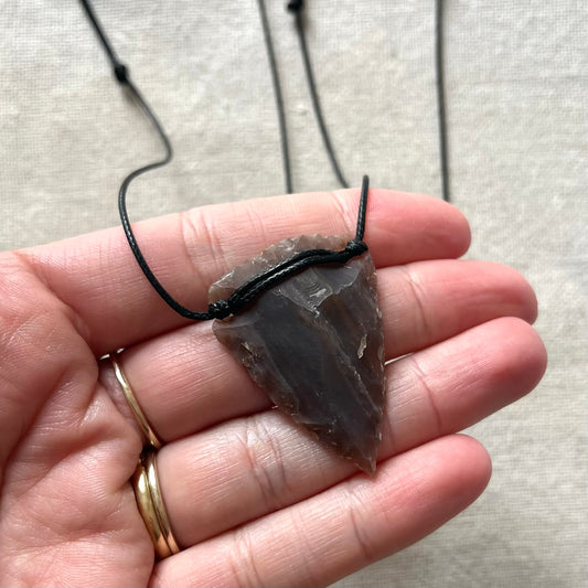 Arrow Point Large Pendant - Brown Agate