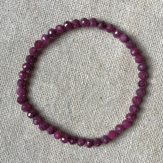 Ruby 4mm Facet Beaded Bracelet - Passion