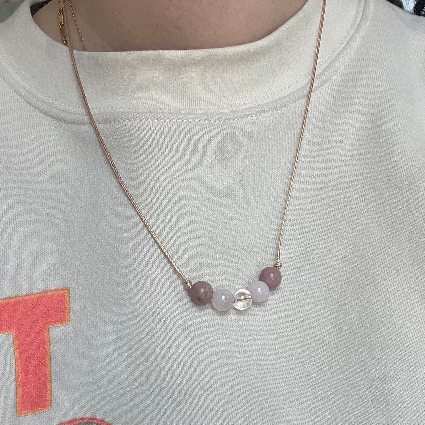I Am Loved Necklace - Rhodochrosite, Rose Quartz & Clear Quartz