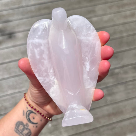 Pink Mangano Calcite Medium Angel Crystal - Love, Healing, Compassion