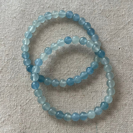 Blue Calcite 6mm Beaded Bracelet - Tranquility