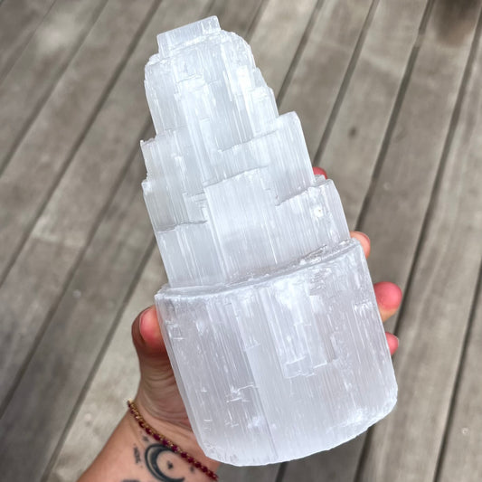 Selenite Large Raw Tower Crystal - High Vibe, Protection, Spiritual Connection