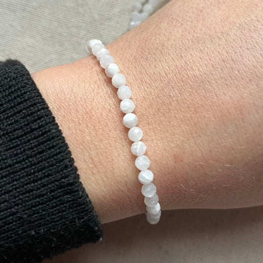 Moonstone 4mm Facet Beaded Bracelet - Intuition